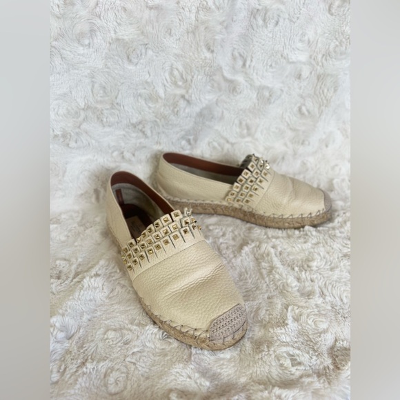 Valentino Rockstud Leather Espadrille Platform Flats - Picture 15 of 16